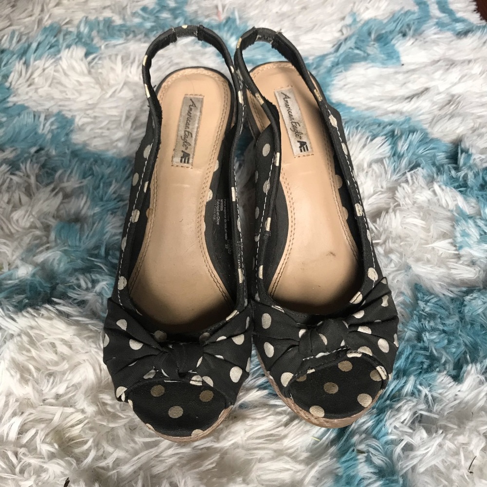 American Eagle Polka dot pinup wedges